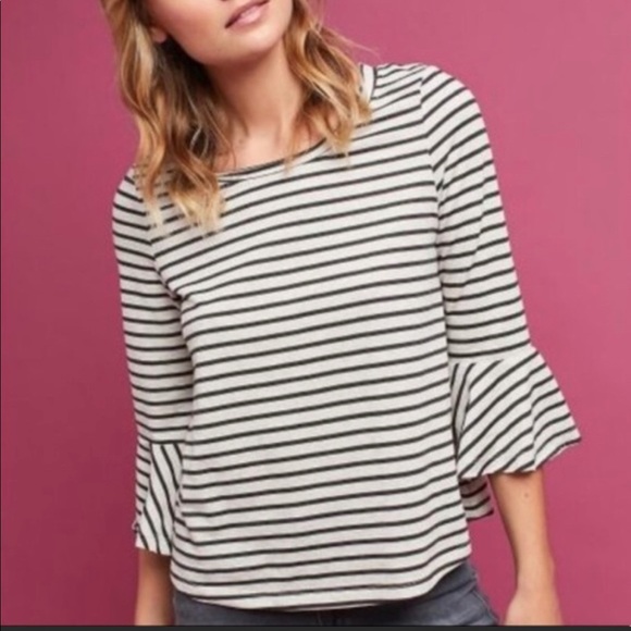 Bell Sleeve Striped Anthropologie Blouse - Picture 2 of 7